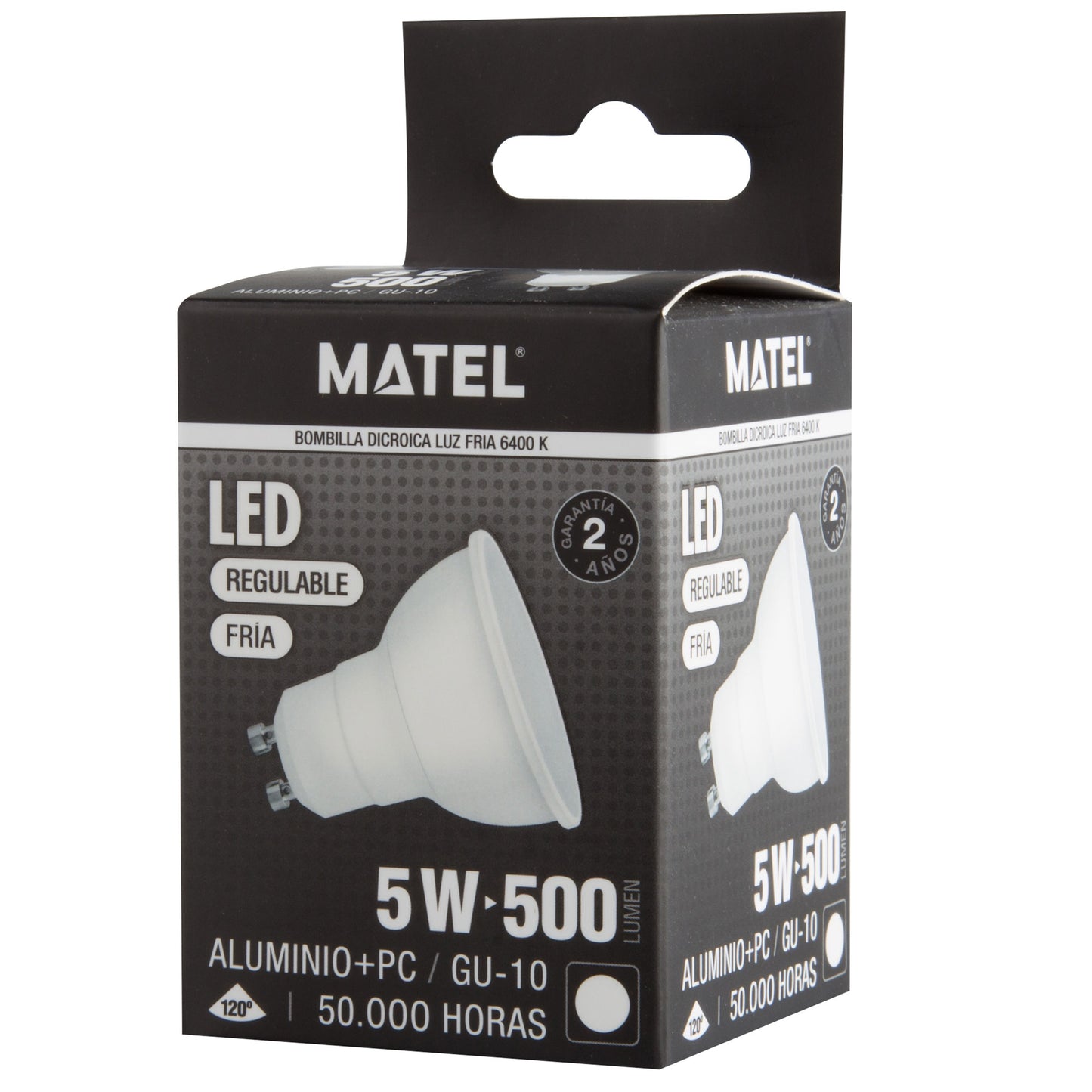 GU10 3W 4W 5W 6W 7W 8W 10W 6400K 4200K 2700K FOCO 230VAC IP20 50.000H 2 ANOS 100LM/W