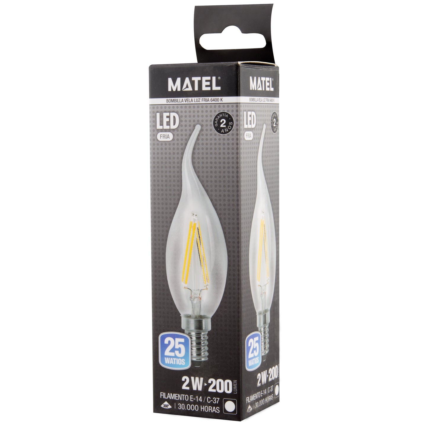 LAMPADA LED E27 E14 TRANSPARENTE 2700 K 6400 K VELA CHAMA FILAMENTO 360º C37