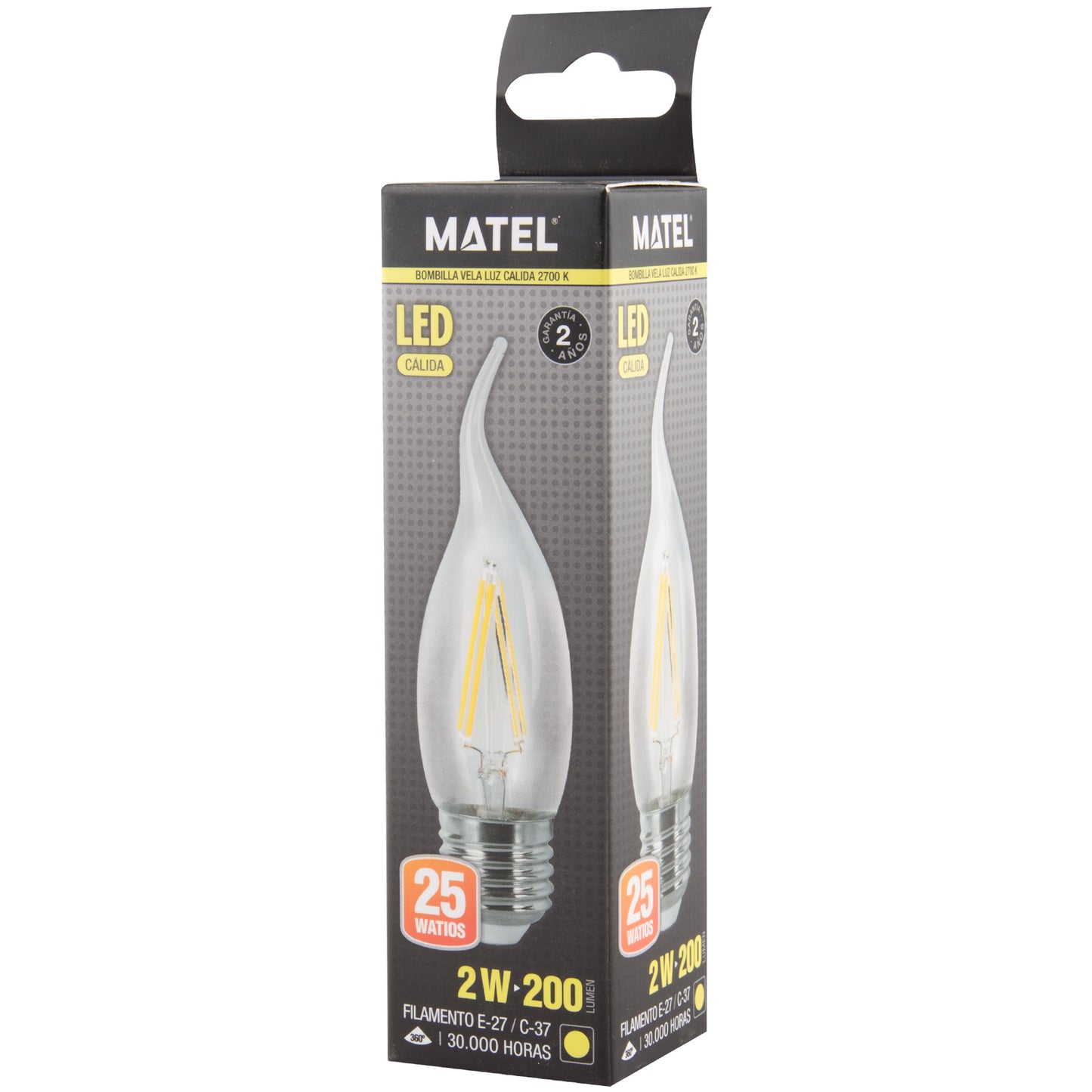 LAMPADA LED E27 E14 TRANSPARENTE 2700 K 6400 K VELA CHAMA FILAMENTO 360º C37