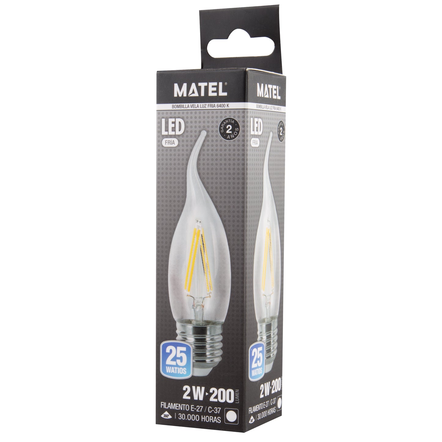 LAMPADA LED E27 E14 TRANSPARENTE 2700 K 6400 K VELA CHAMA FILAMENTO 360º C37