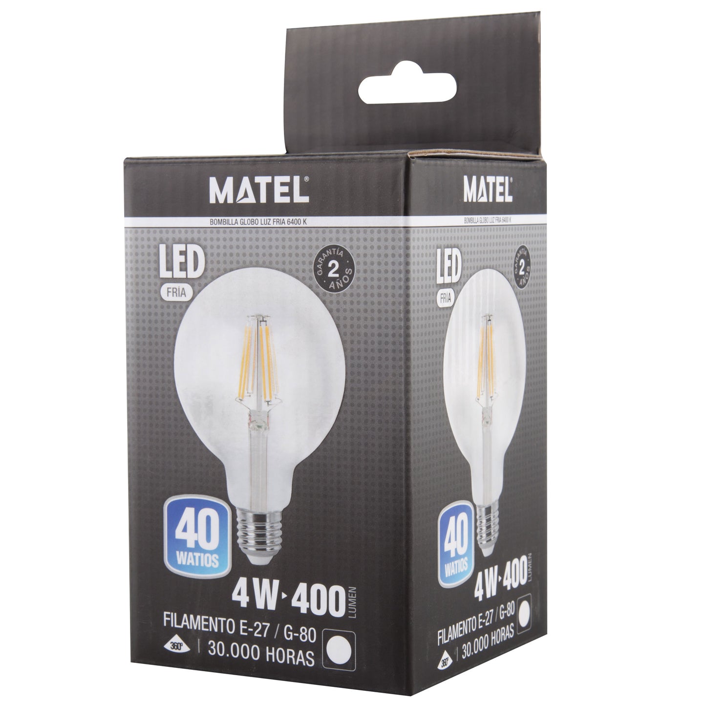 LAMPADA LED E27 GLOBO FILAMENTO TRANSPARENTE 360º G80 G95 G125 230V AC