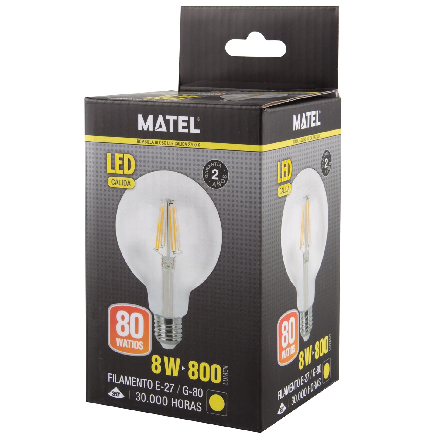 LAMPADA LED E27 GLOBO FILAMENTO TRANSPARENTE 360º G80 G95 G125 230V AC