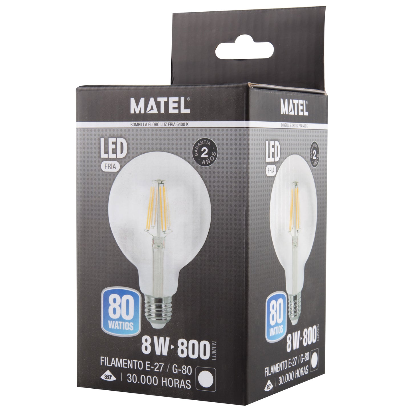 LAMPADA LED E27 GLOBO FILAMENTO TRANSPARENTE 360º G80 G95 G125 230V AC