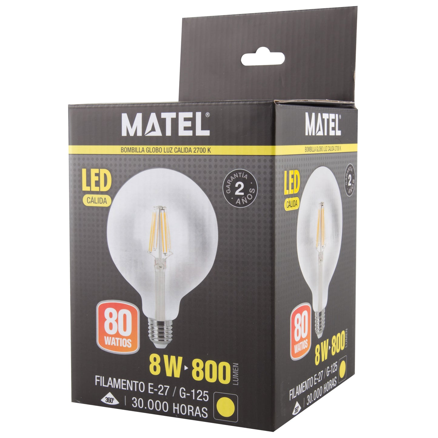 LAMPADA LED E27 GLOBO FILAMENTO TRANSPARENTE 360º G80 G95 G125 230V AC