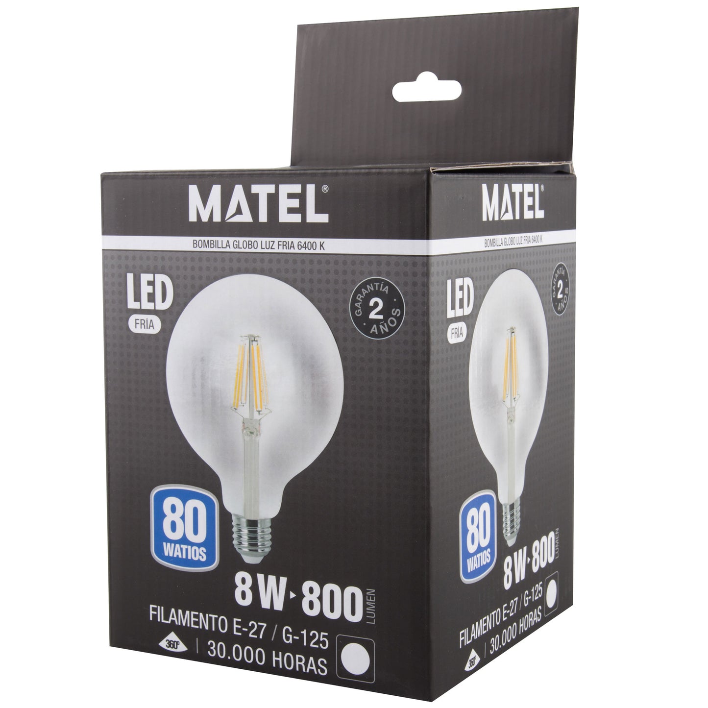 LAMPADA LED E27 GLOBO FILAMENTO TRANSPARENTE 360º G80 G95 G125 230V AC