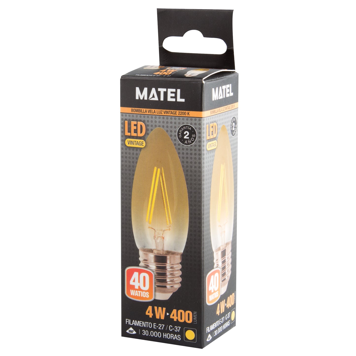 LED LAMP E14 E27 4W 2200 K VINTAGE FILAMENT 360º 230V AC