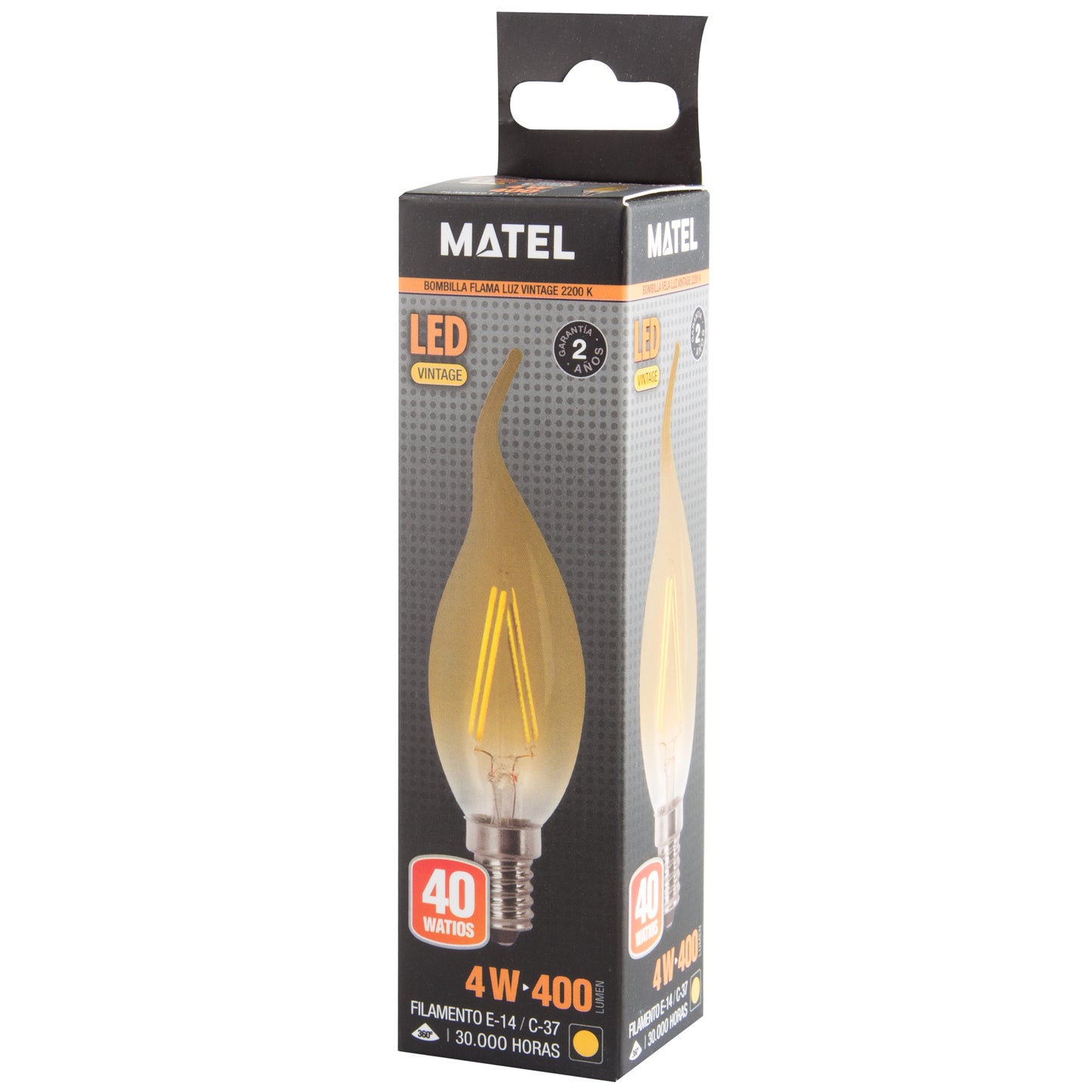 LED LAMP E14 E27 4W 2200 K VINTAGE FILAMENT 360º 230V AC