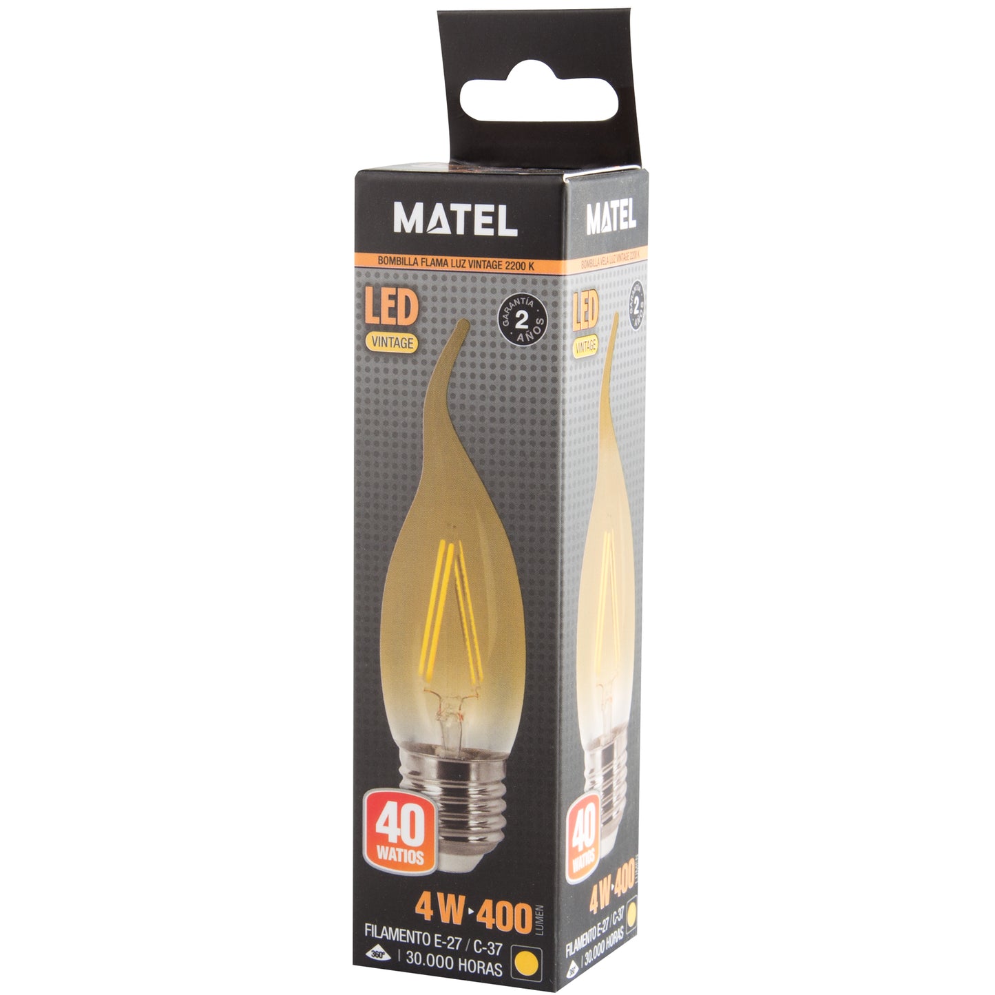 LED LAMP E14 E27 4W 2200 K VINTAGE FILAMENT 360º 230V AC