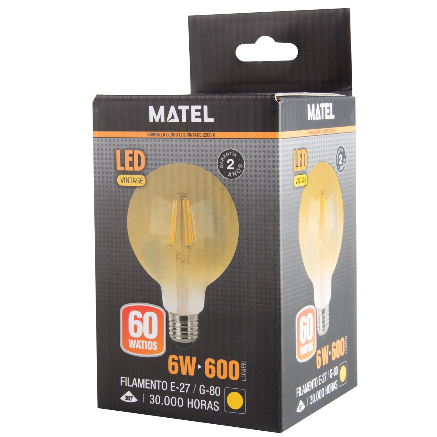 LAMPADA LED E27 2200 K VINTAGE A60 PERA GLOBO FILAMENTO 360º