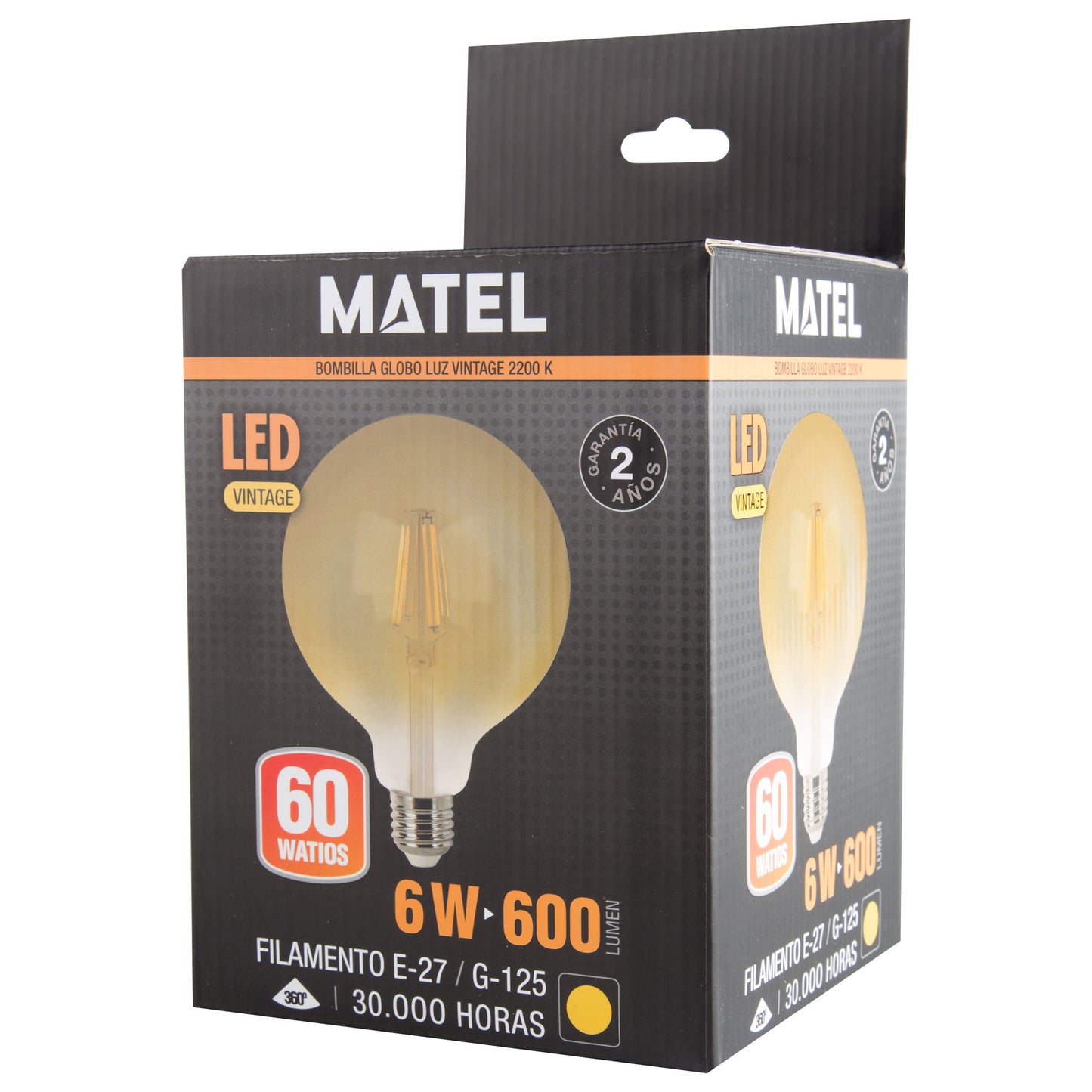 LAMPADA LED E27 2200 K VINTAGE A60 PERA GLOBO FILAMENTO 360º