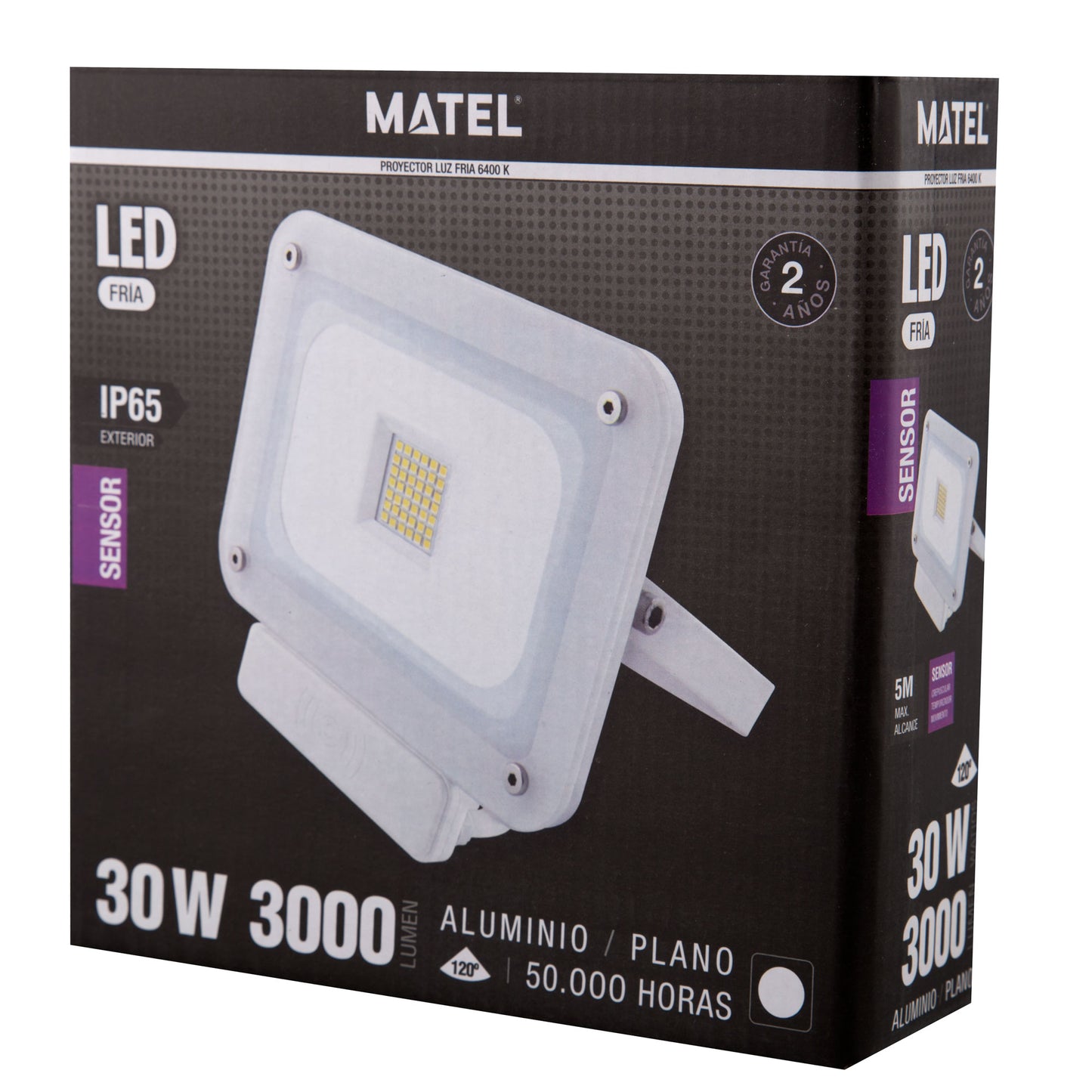 PROJECTEUR LED CRISTAL AVEC CAPTEUR 10W 20W 30W 50W 6400K 2700K IP65 EXTERIEUR
