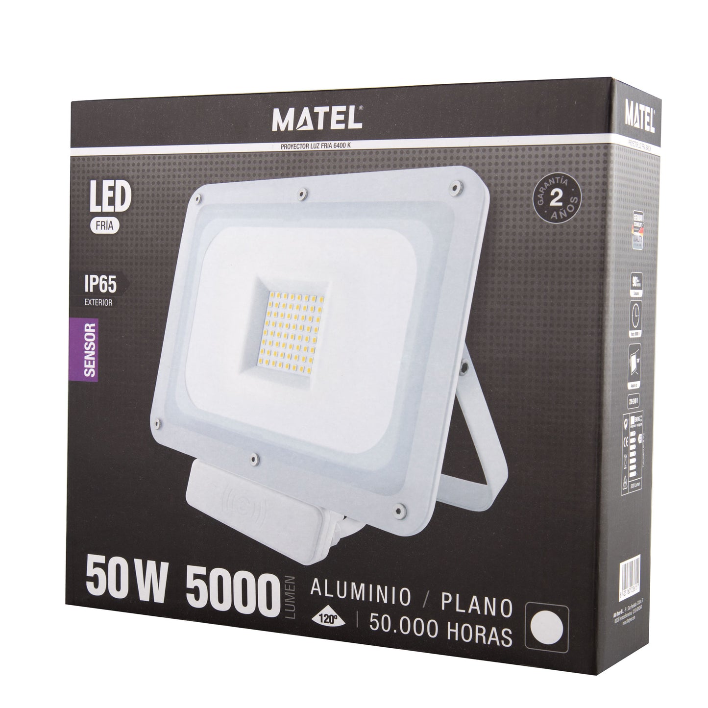 PROJECTEUR LED CRISTAL AVEC CAPTEUR 10W 20W 30W 50W 6400K 2700K IP65 EXTERIEUR