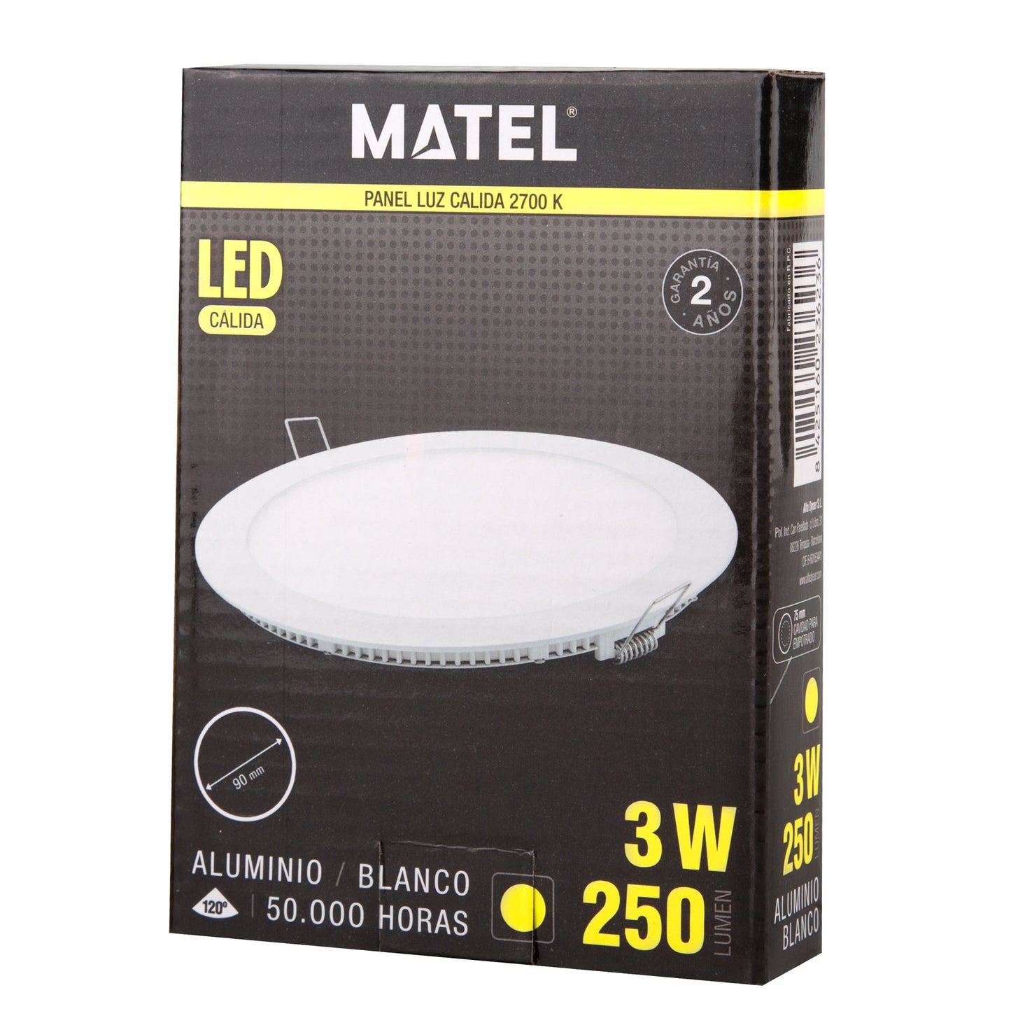 PLACA LED ULTRA FINA BRANCA REDONDA PLANA 120 EM ALUMÍNIO 230V AC