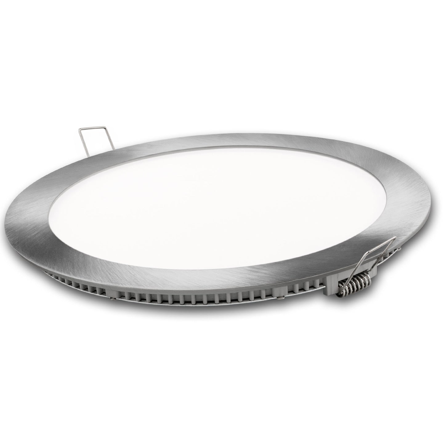 PLACA LED ULTRA FINA PRATA REDONDA PLANA 120º EM ALUMÍNIO 230V AC