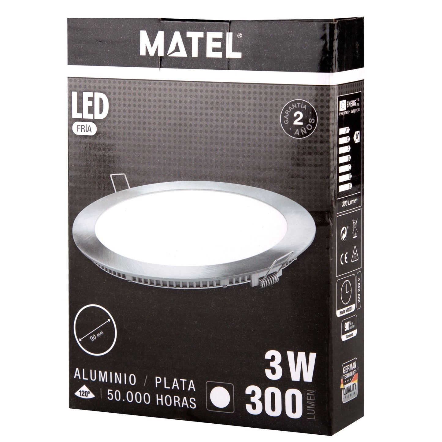 PLACA LED ULTRA FINA PRATA REDONDA PLANA 120º EM ALUMÍNIO 230V AC