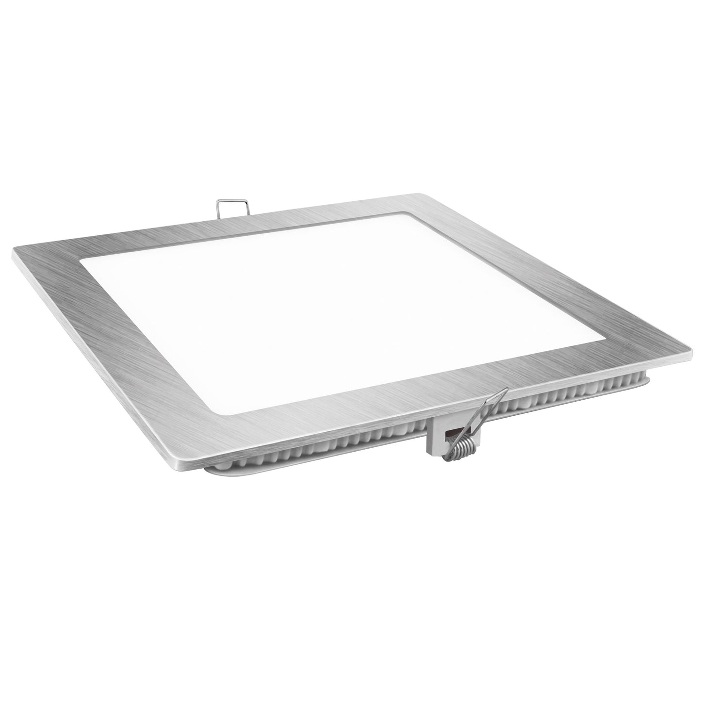 PLACA LED ULTRA FINA PRATA QUADRADA PLANA 120º EM ALUMÍNIO 230V AC