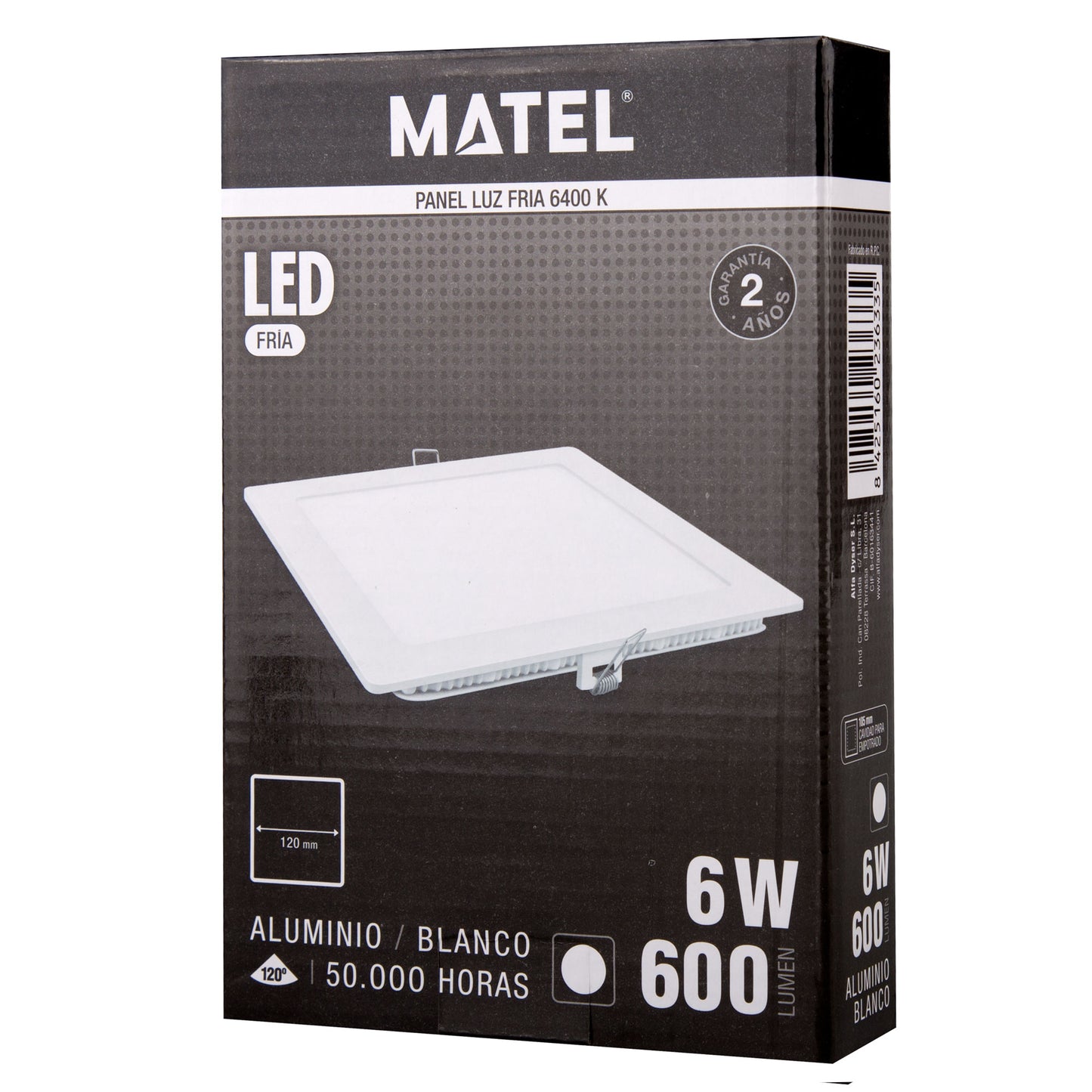 PLACA LED ULTRA FINA BRANCA QUADRADA PLANA 120º EM ALUMÍNIO 230V AC