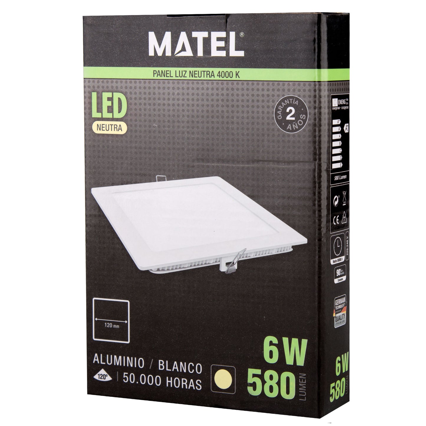 PLACA LED ULTRA FINA BRANCA QUADRADA PLANA 120º EM ALUMÍNIO 230V AC