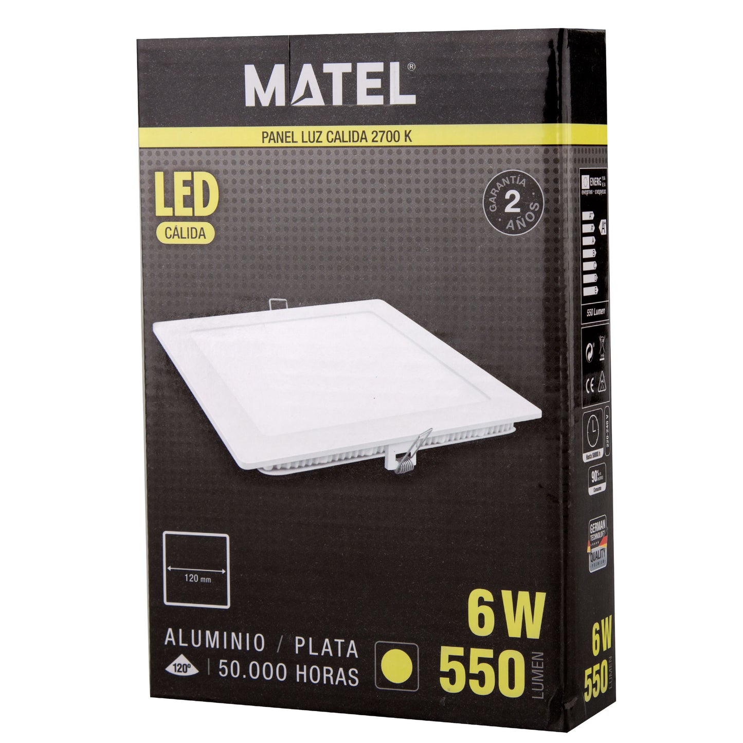 PLACA LED ULTRA FINA BRANCA QUADRADA PLANA 120º EM ALUMÍNIO 230V AC
