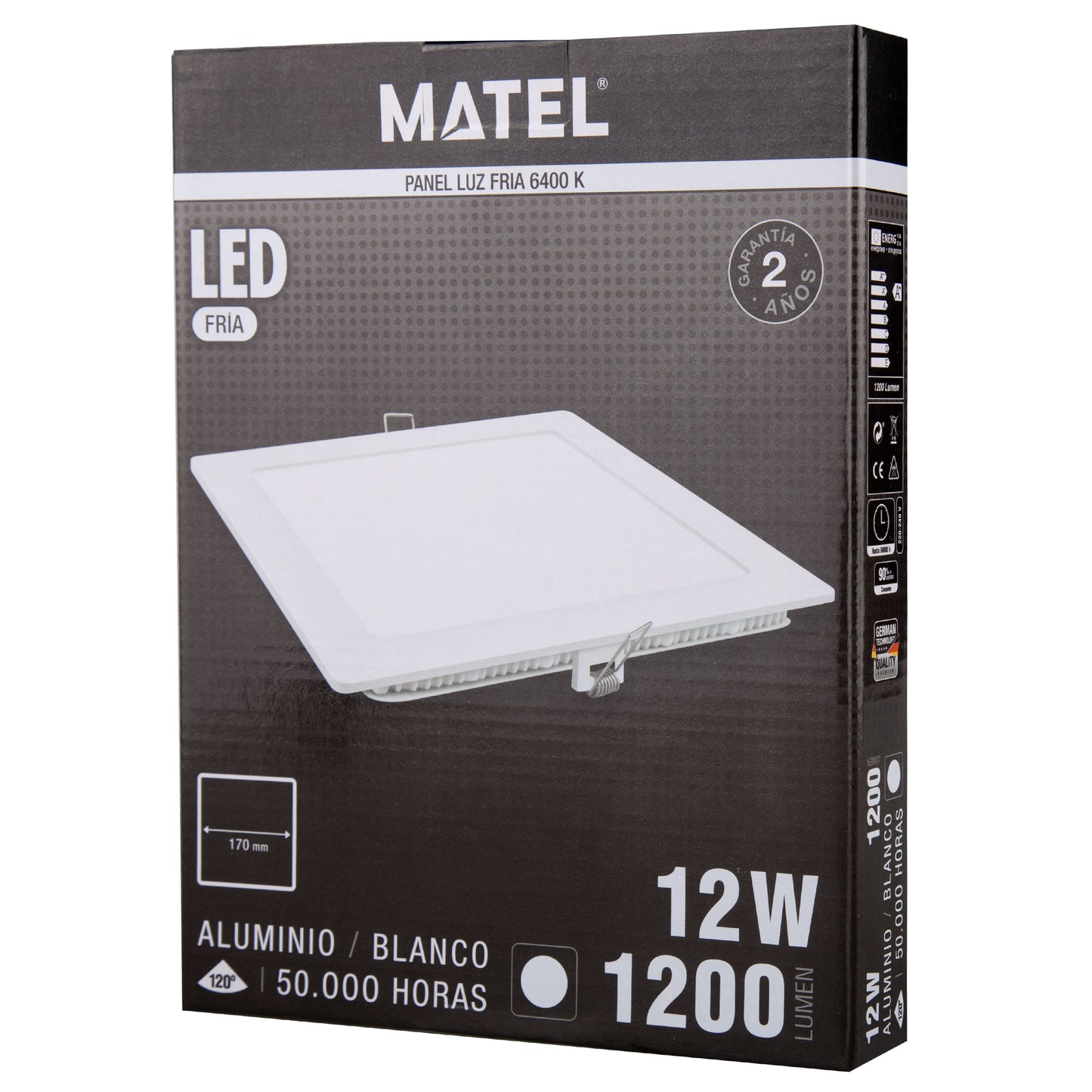 PLACA LED ULTRA FINA BRANCA QUADRADA PLANA 120º EM ALUMÍNIO 230V AC