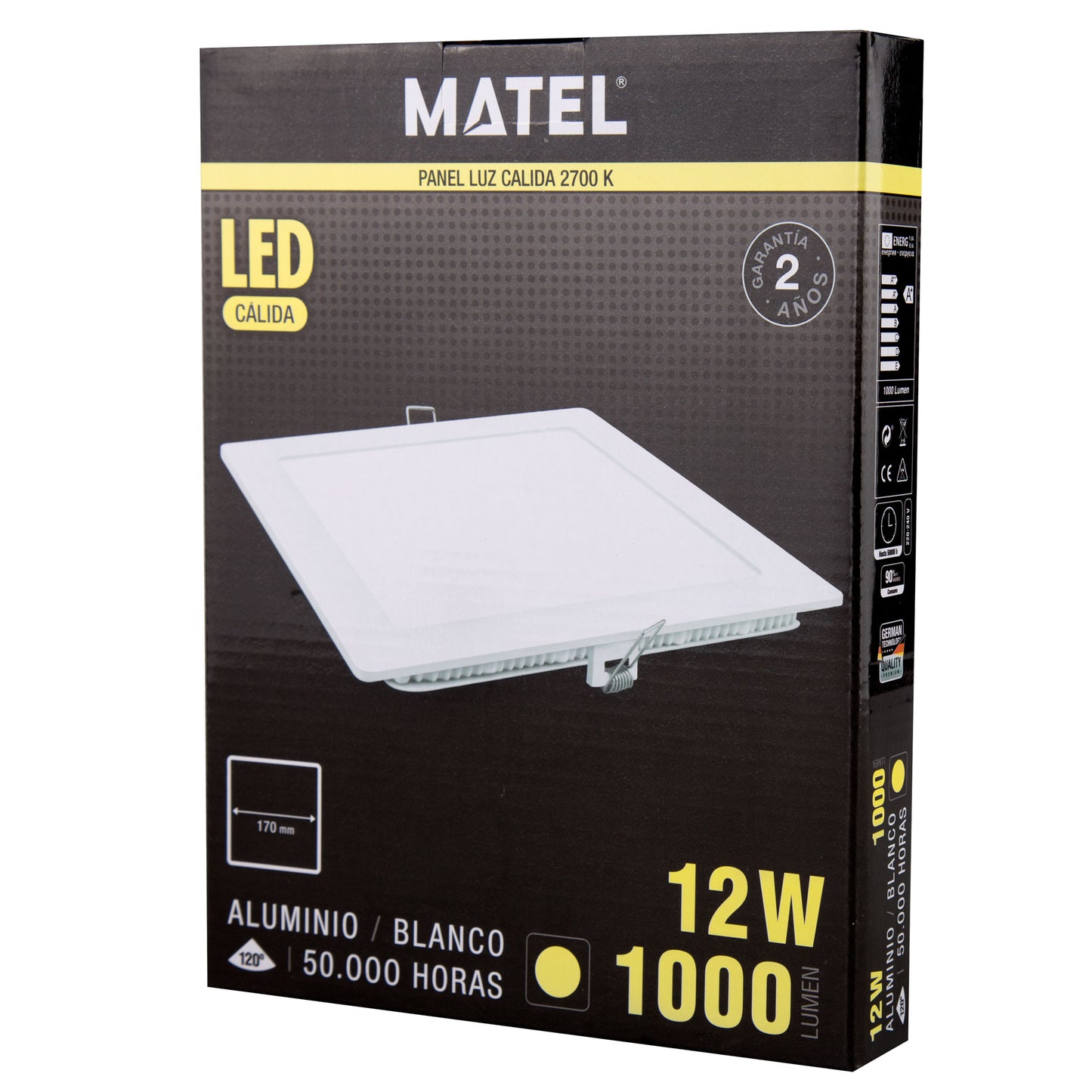PLACA LED ULTRA FINA BRANCA QUADRADA PLANA 120º EM ALUMÍNIO 230V AC