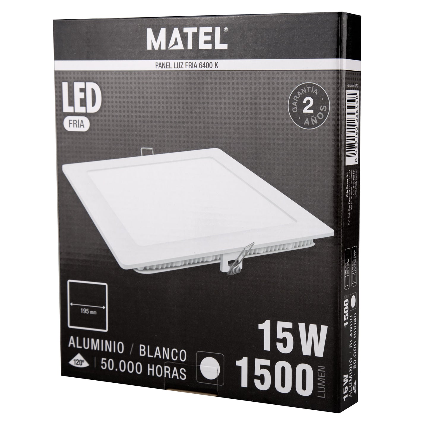 PLACA LED ULTRA FINA BRANCA QUADRADA PLANA 120º EM ALUMÍNIO 230V AC