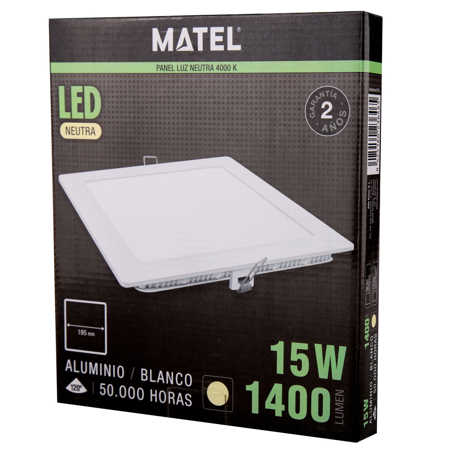 PLACA LED ULTRA FINA BRANCA QUADRADA PLANA 120º EM ALUMÍNIO 230V AC