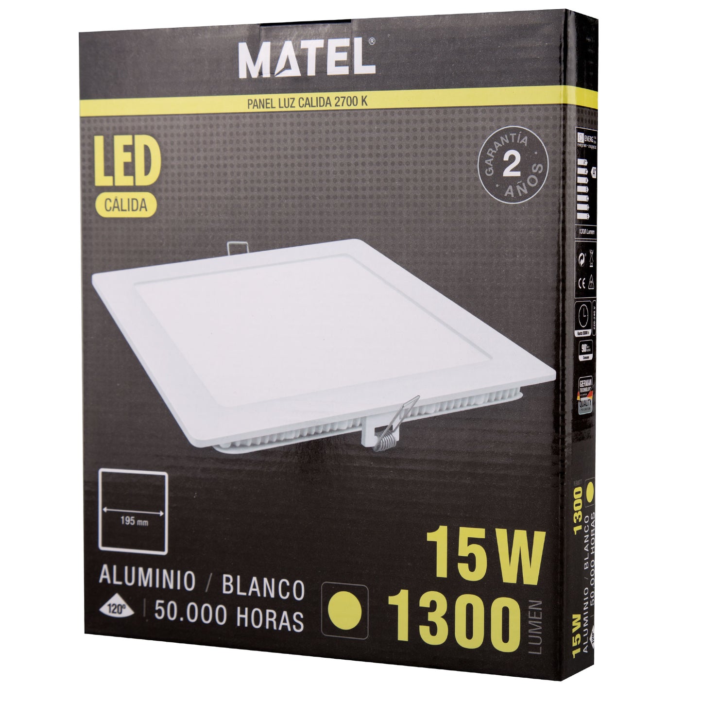 PLACA LED ULTRA FINA BRANCA QUADRADA PLANA 120º EM ALUMÍNIO 230V AC
