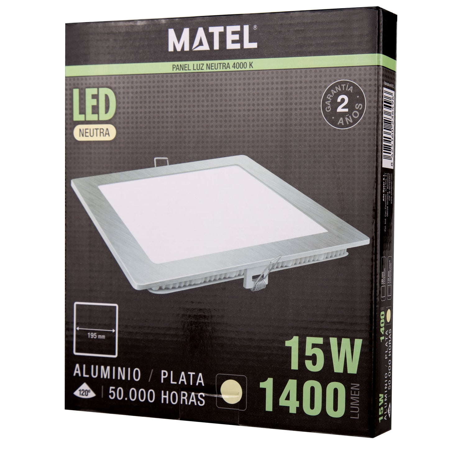 PLACA LED ULTRA FINA PRATA QUADRADA PLANA 120º EM ALUMÍNIO 230V AC