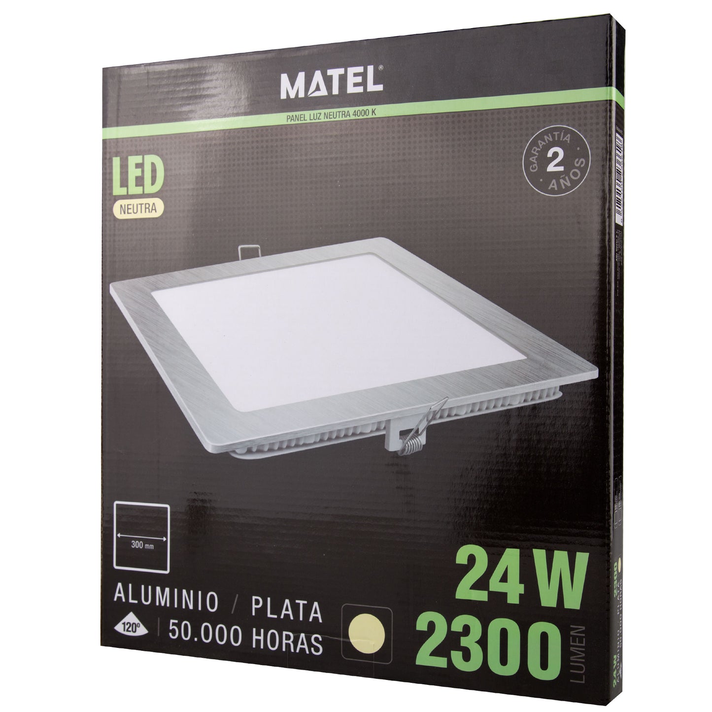 PLACA LED ULTRA FINA PRATA QUADRADA PLANA 120º EM ALUMÍNIO 230V AC