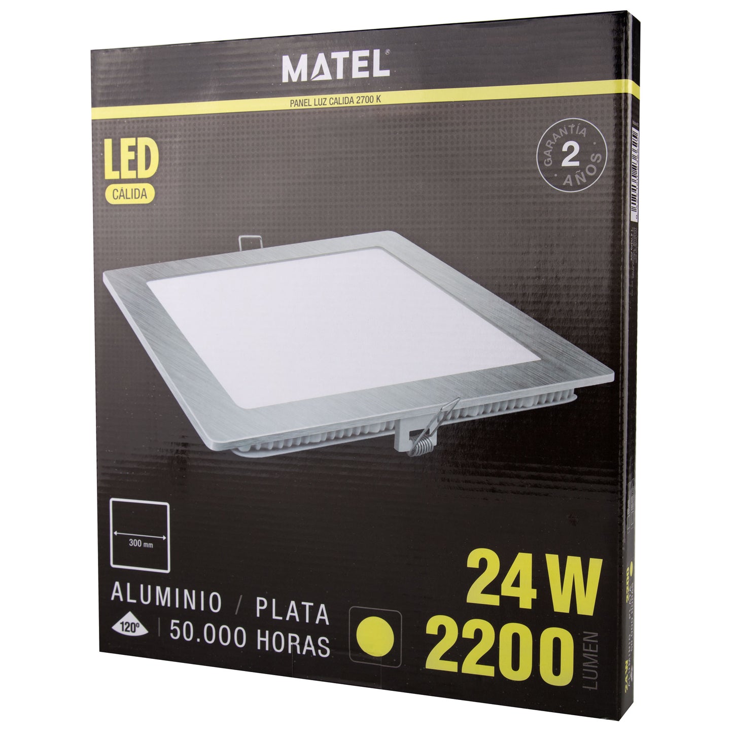 PLACA LED ULTRA FINA PRATA QUADRADA PLANA 120º EM ALUMÍNIO 230V AC