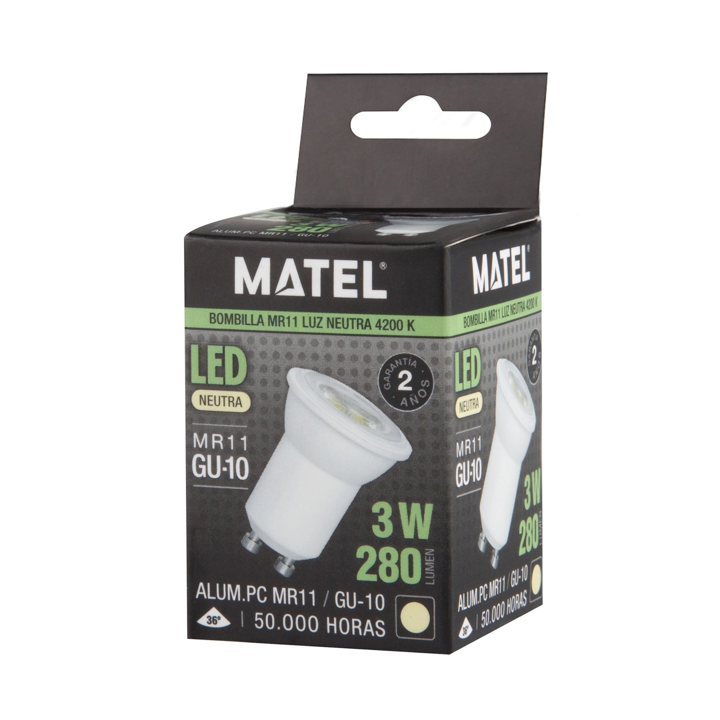 GU10 MINI 35 MM 3W 300LM 6400 K 280LM 4200 K 250LM 2700 K