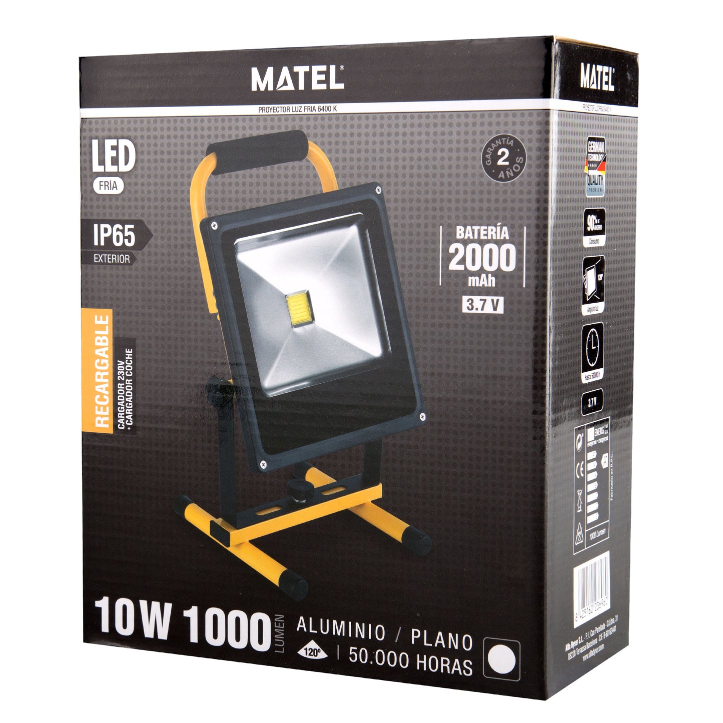 PROJETOR LED RECARREGÁVEL 10W 20W 30W 50W 6400K IP65 PARA EXTERIOR 230V AC