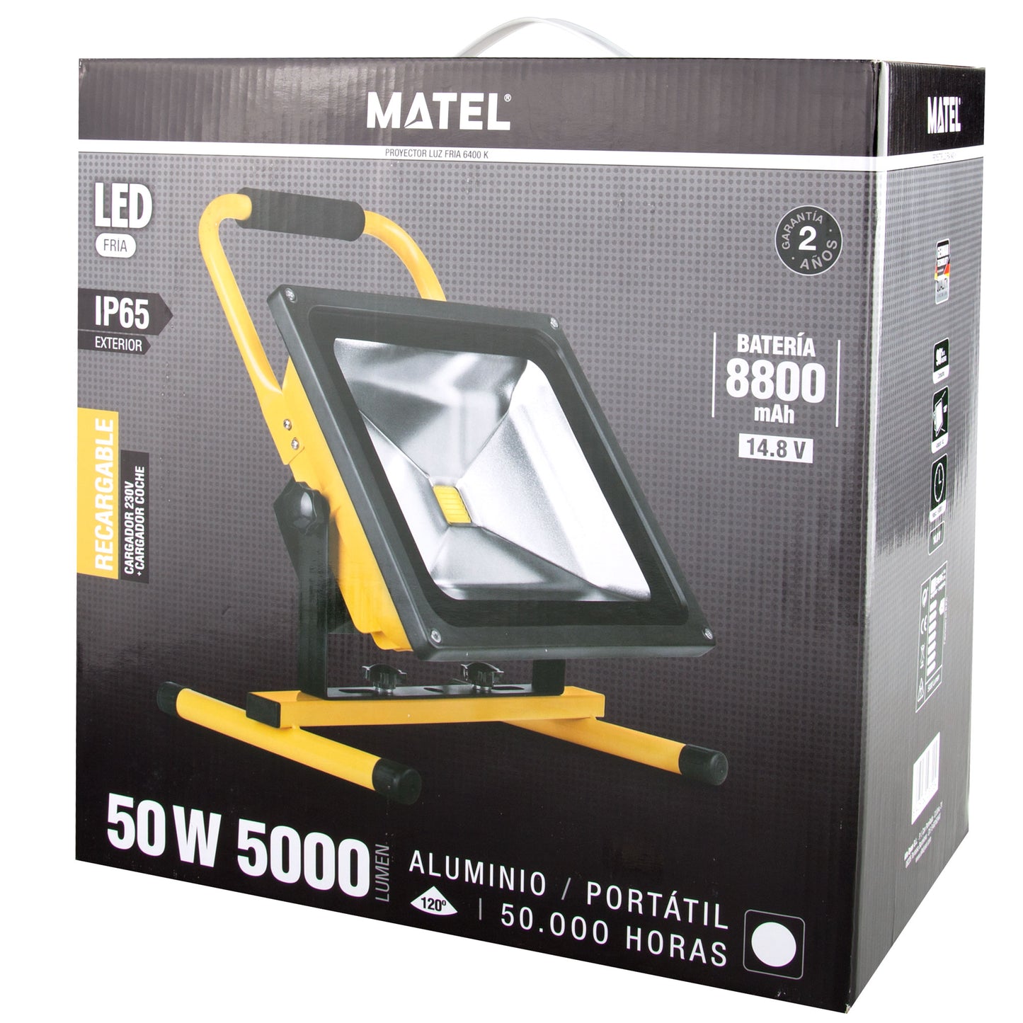 PROJETOR LED RECARREGÁVEL 10W 20W 30W 50W 6400K IP65 PARA EXTERIOR 230V AC