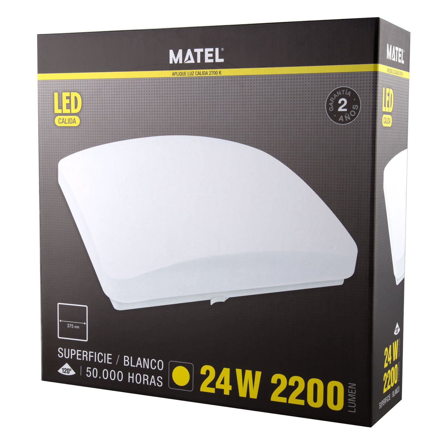 APLIQUE LED ALUMÍNIO REDONDO QUADRADO PC 12W 18W 24W 120º IP20 230V AC