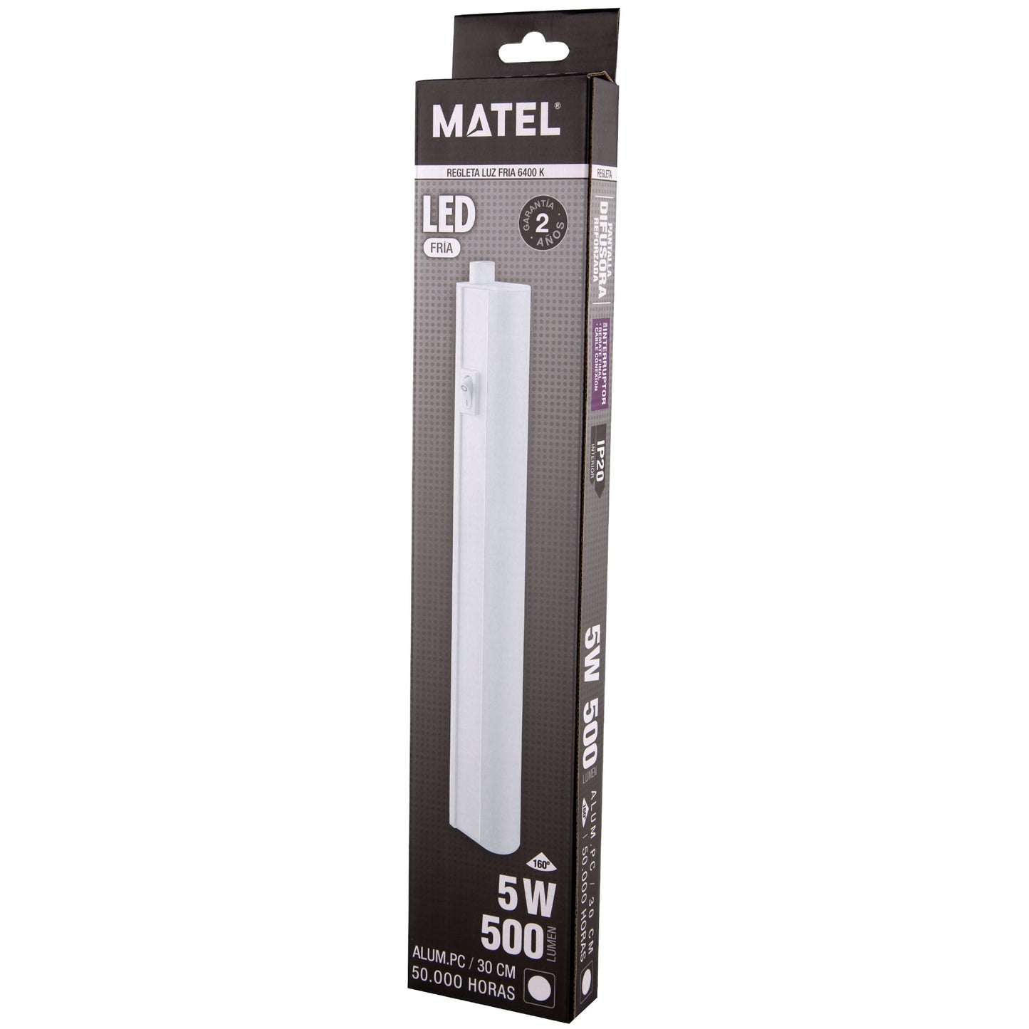 RÈGLE LED INTÉGRÉE AVEC INTERRUPTEUR 5W 8W 12W 16W T5 IP20 160º 230V AC