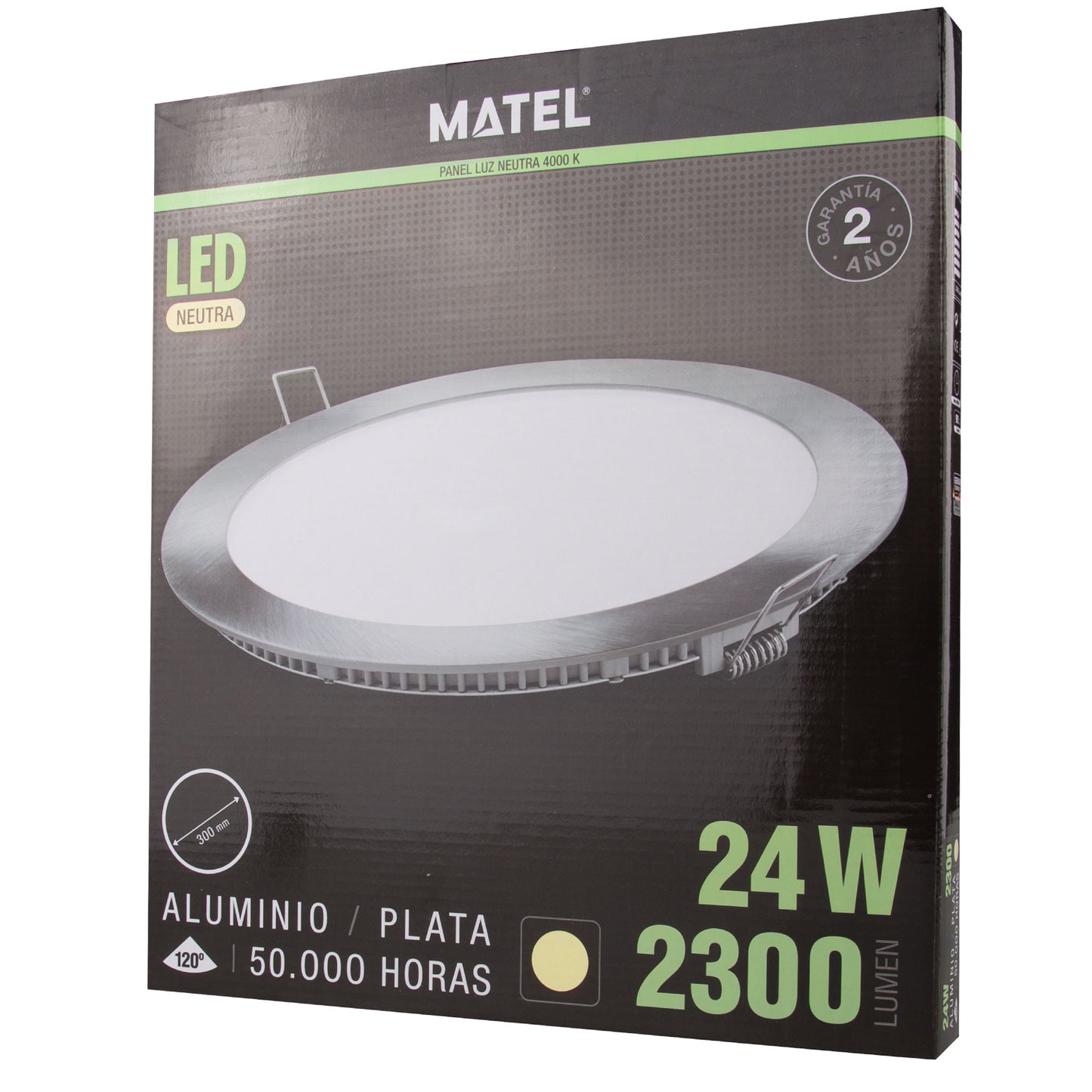 PLACA LED ULTRA FINA PRATA REDONDA PLANA 120º EM ALUMÍNIO 230V AC