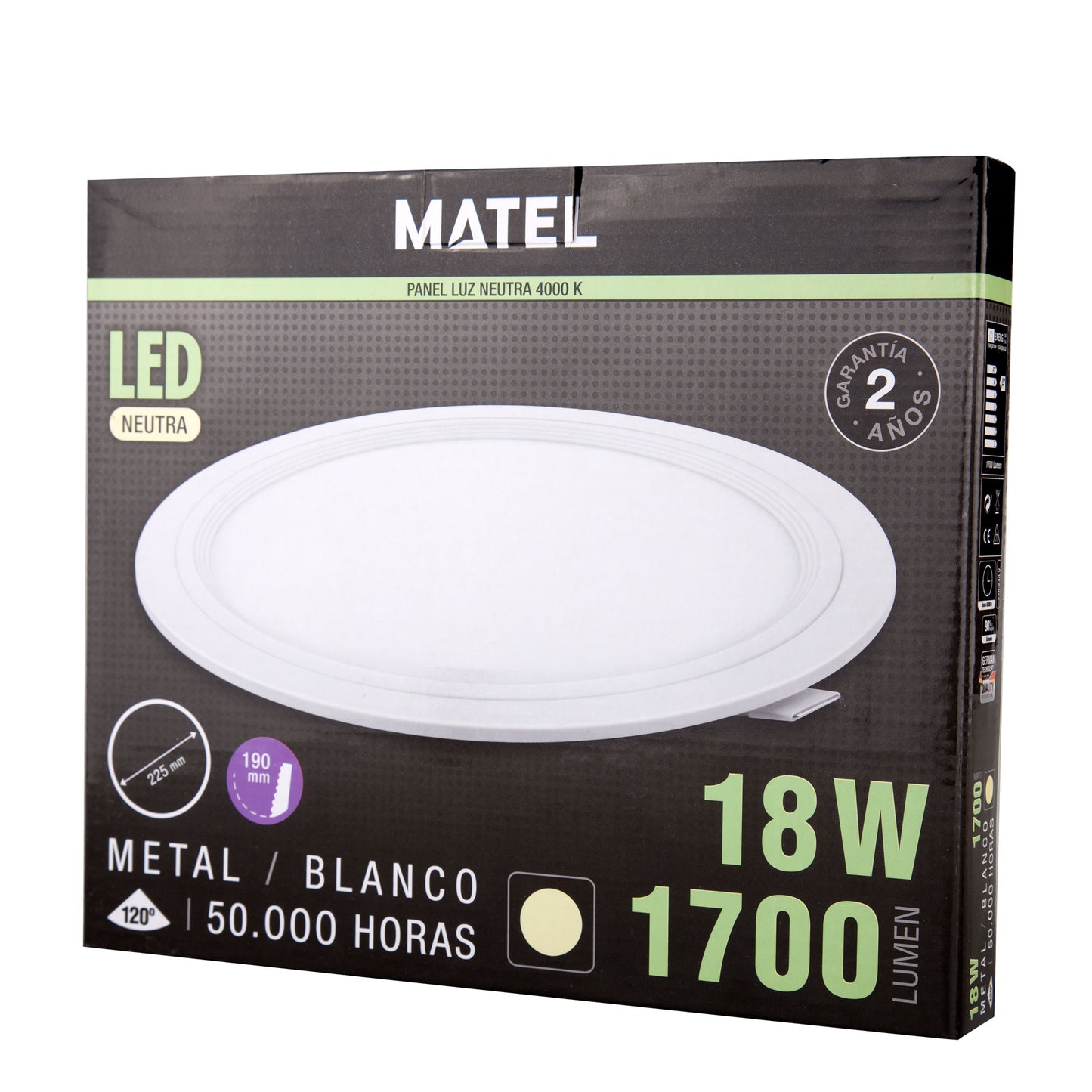 PLACA LED ULTRA FINA BRANCA REDONDA PLANA 120º EM ALUMÍNIO CORTE 190MM 230V AC