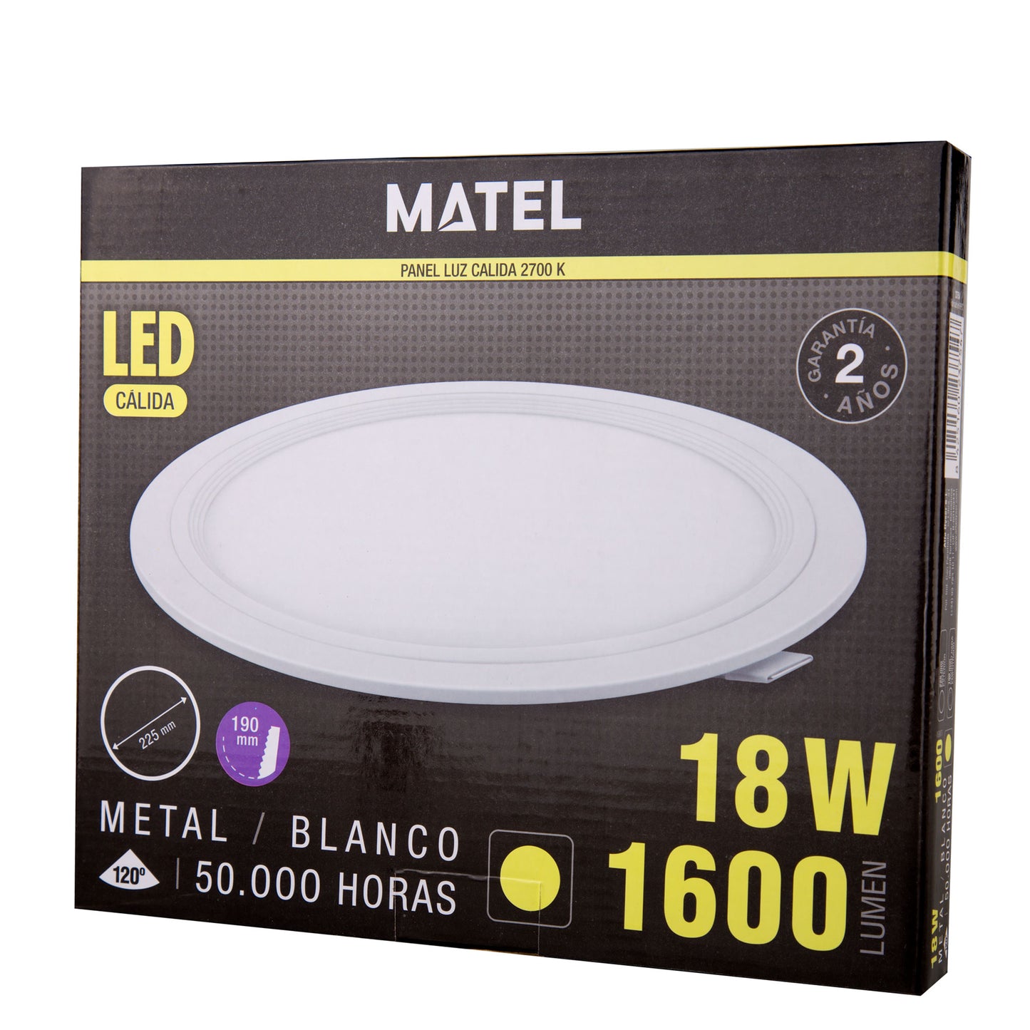 PLACA LED ULTRA FINA BRANCA REDONDA PLANA 120º EM ALUMÍNIO CORTE 190MM 230V AC