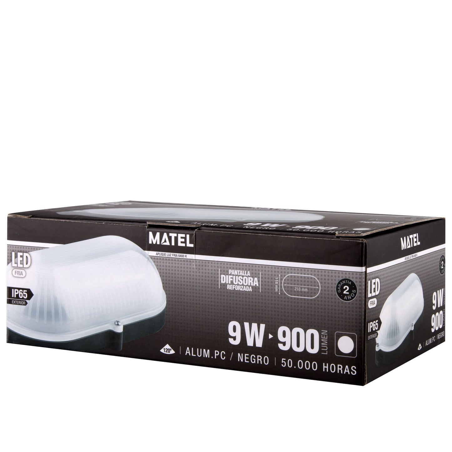 APLIQUE LED OVAL PRETO / BRANCO ALUMÍNIO PC 230V AC
