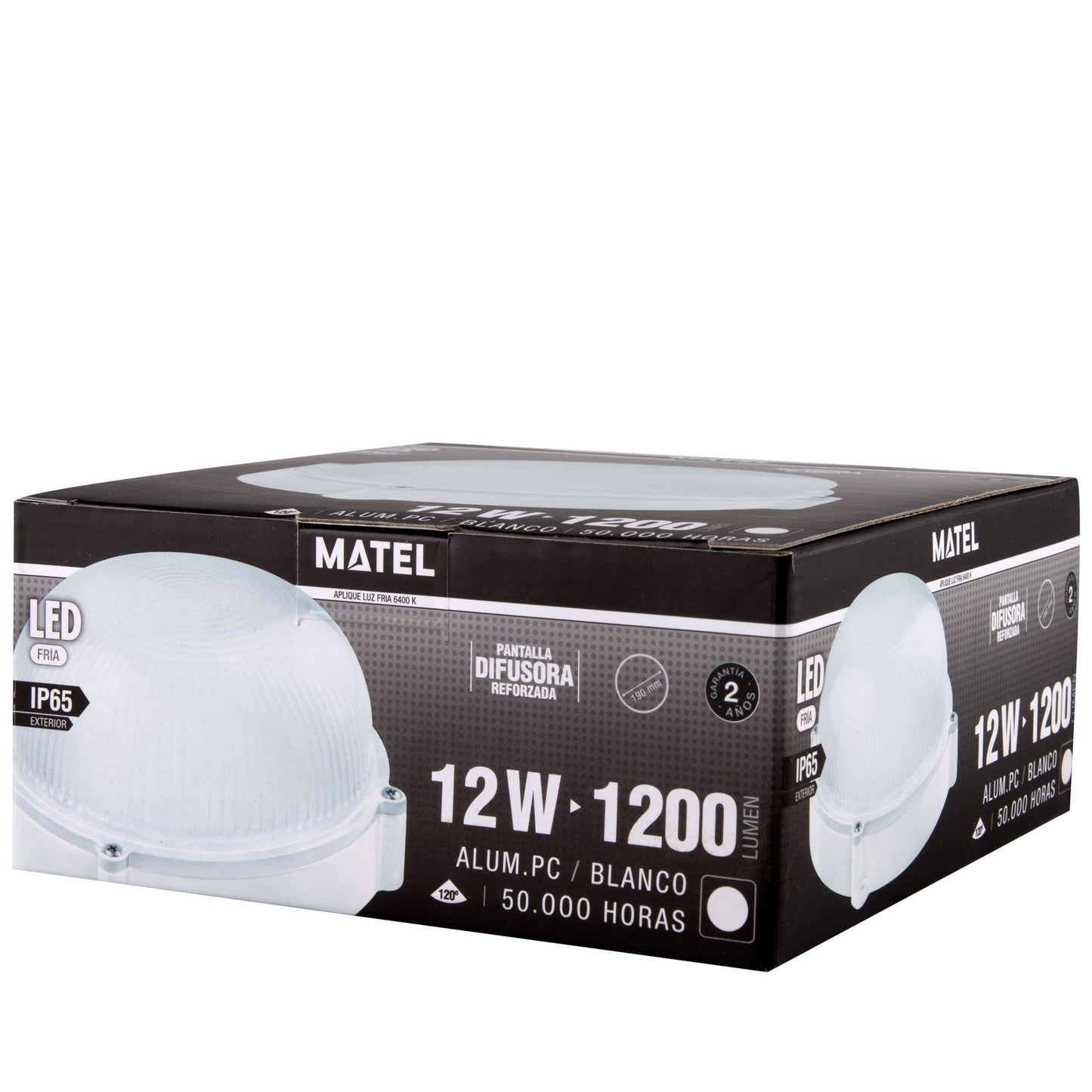 APPAREIL LED BLANC / NOIR 12W ALUMINIUM POLYCARBONATE 230V AC