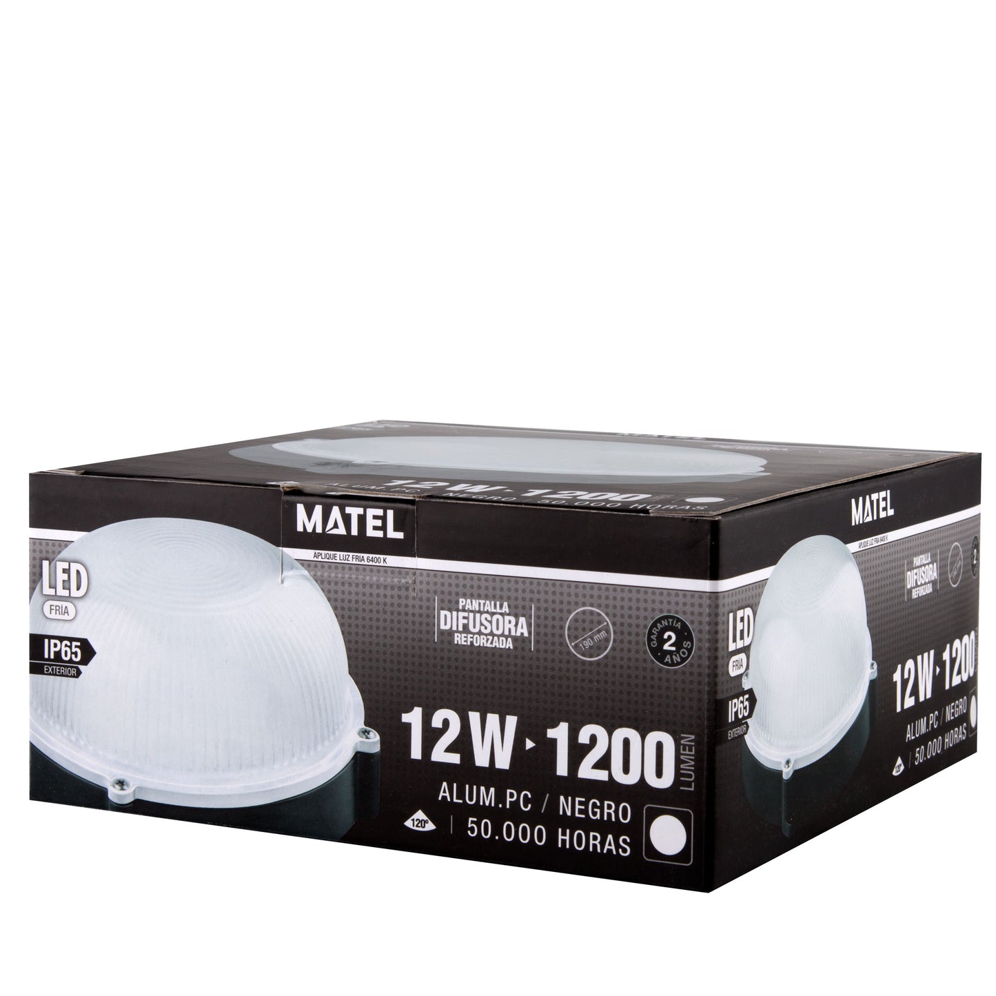 APPAREIL LED BLANC / NOIR 12W ALUMINIUM POLYCARBONATE 230V AC