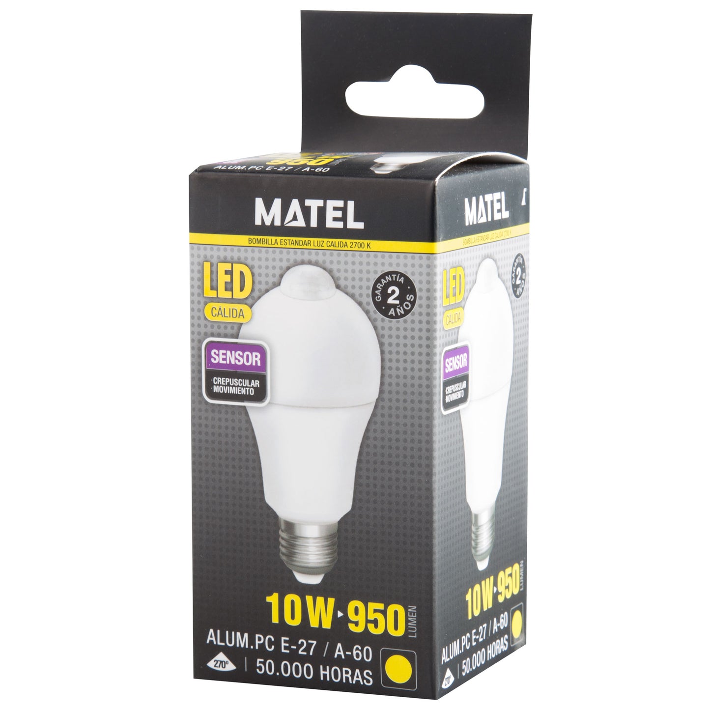 LAMPADA LED E27 10W A60 SENSOR CREPUSCULAR MOVIMENTO 230V AC