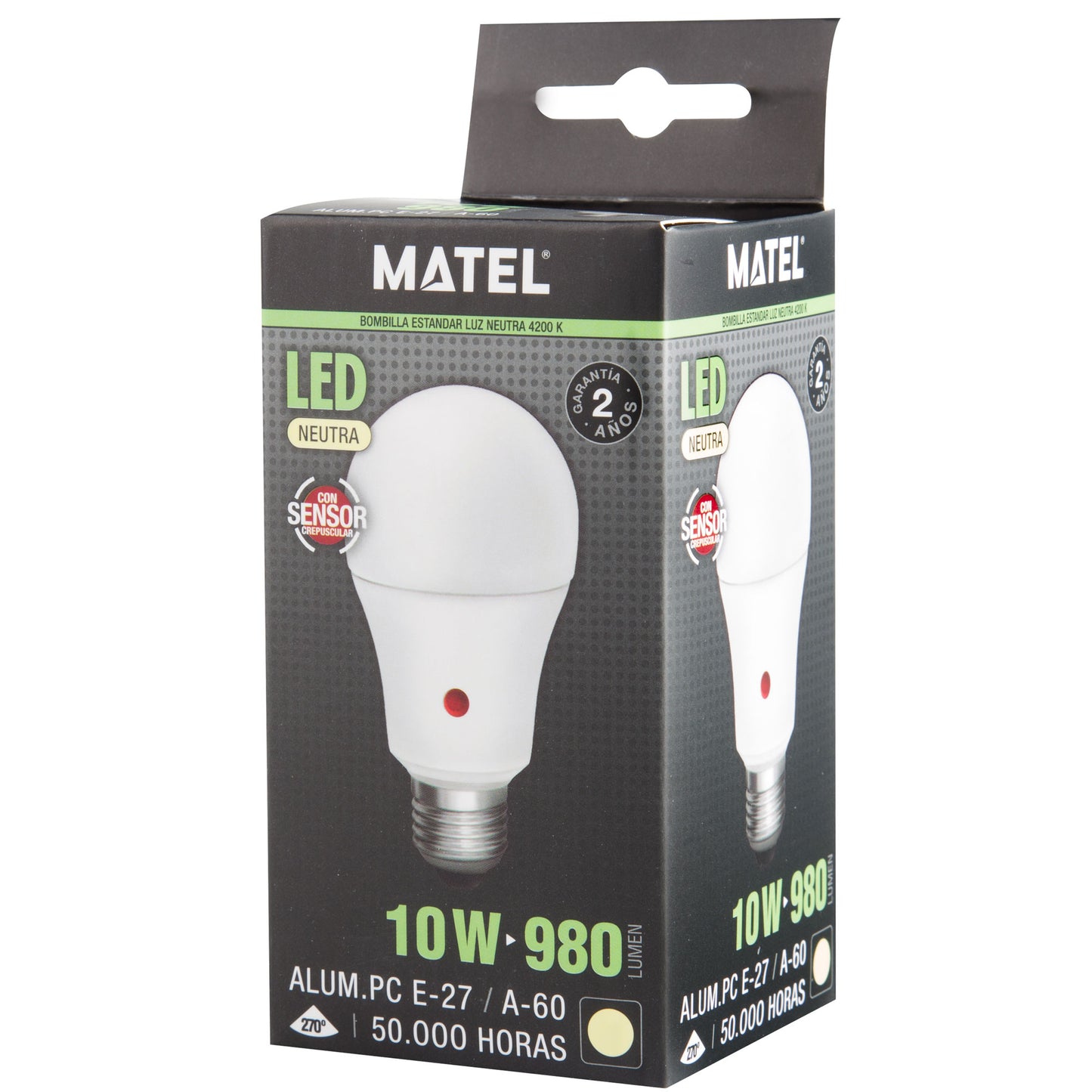 LAMPADA LED E27 10W A60 SENSOR CREPUSCULAR MOVIMENTO 230V AC