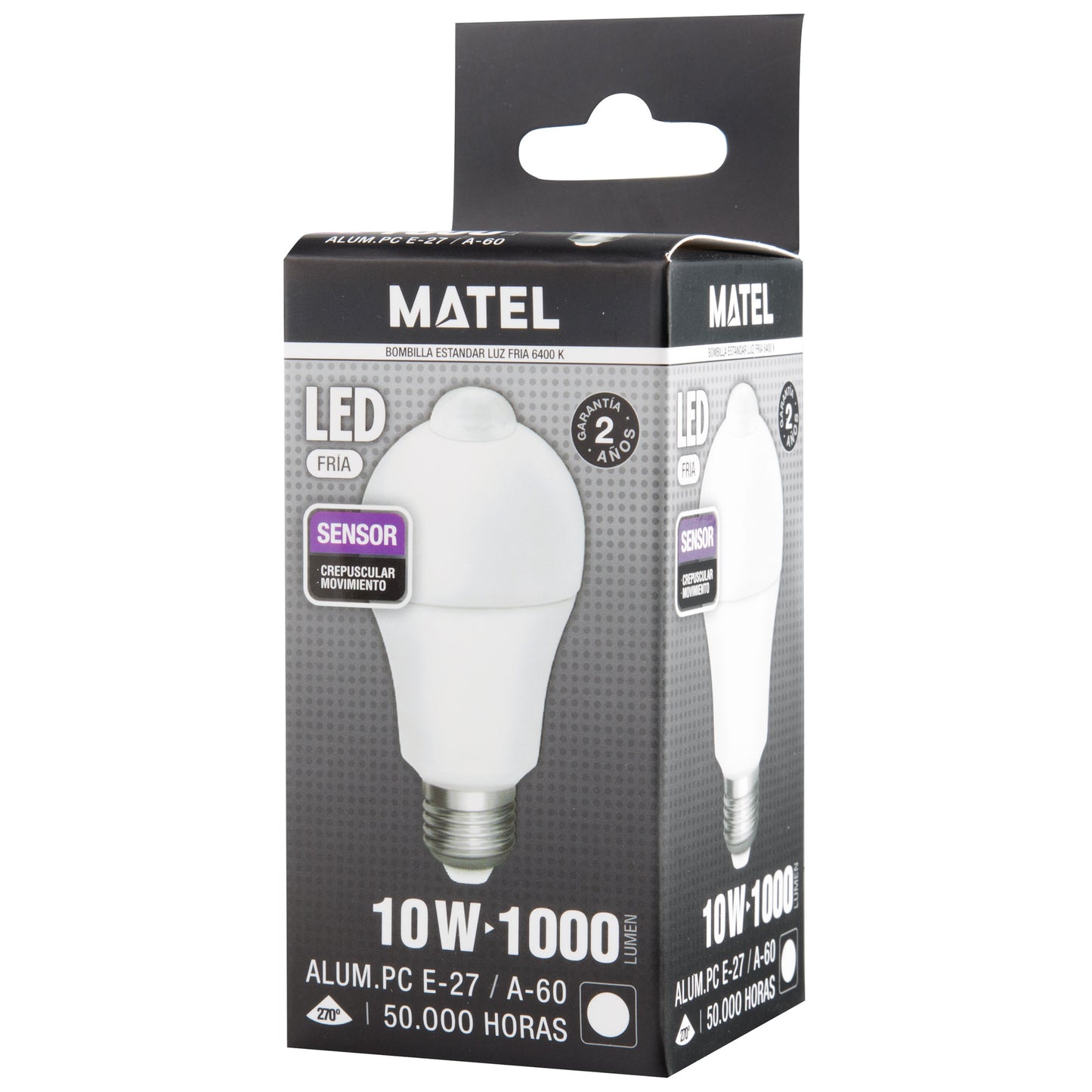 LAMPADA LED E27 10W A60 SENSOR CREPUSCULAR MOVIMENTO 230V AC
