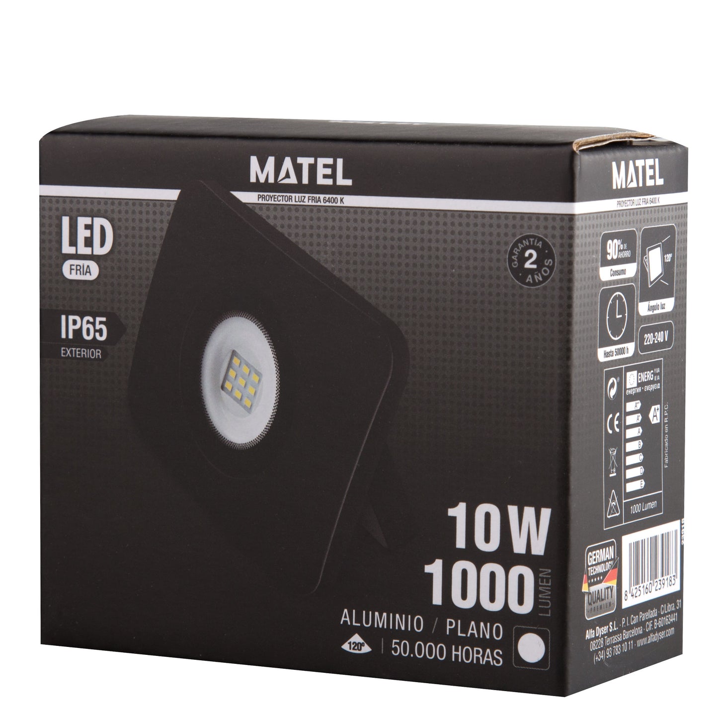 BLACK CAST ALUMINUM SPOTLIGHT WITH / WITHOUT SENSOR 10W 20W 30W 50W 6400K 230V AC