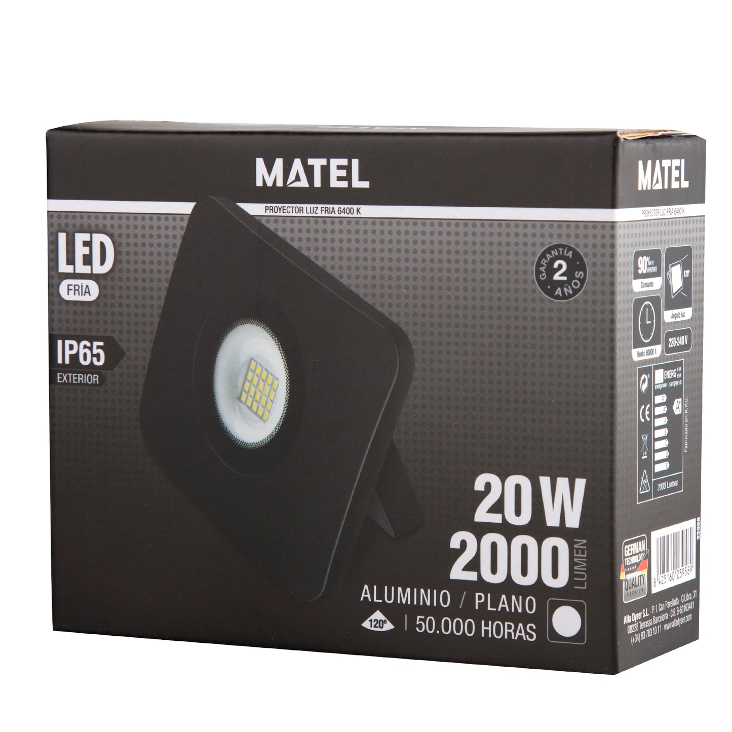 BLACK CAST ALUMINUM SPOTLIGHT WITH / WITHOUT SENSOR 10W 20W 30W 50W 6400K 230V AC