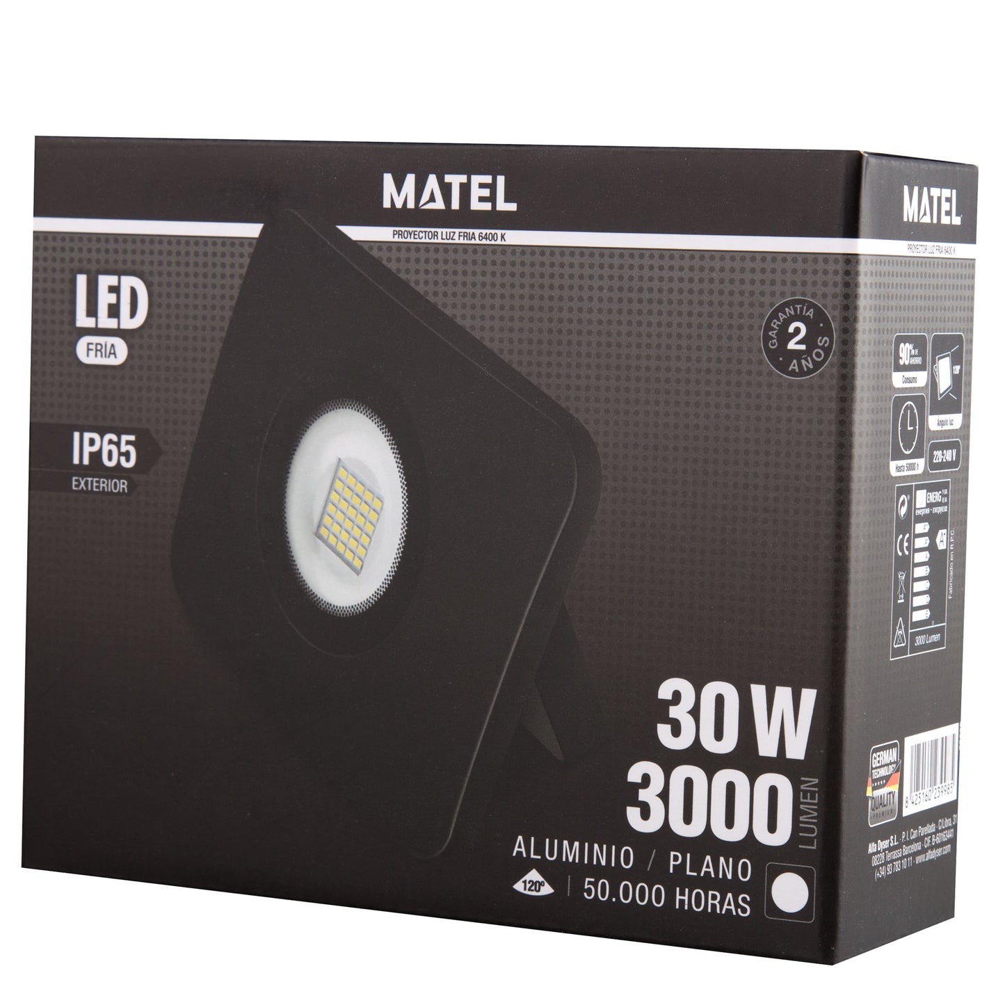 BLACK CAST ALUMINUM SPOTLIGHT WITH / WITHOUT SENSOR 10W 20W 30W 50W 6400K 230V AC