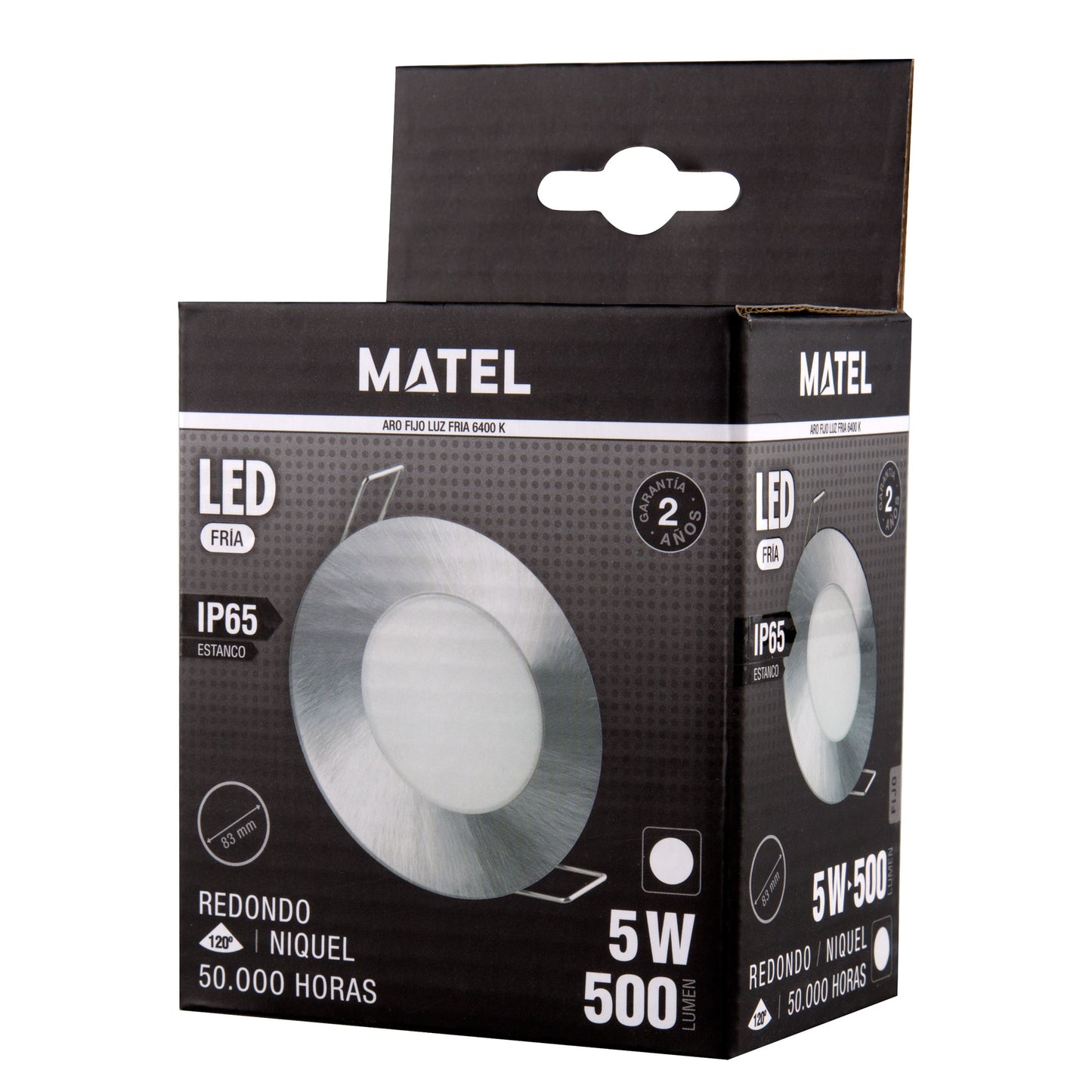 ARO COM LED INTEGRADO BRANCO NIQUEL CROMO 5W ESTANQUE IP65 230V AC