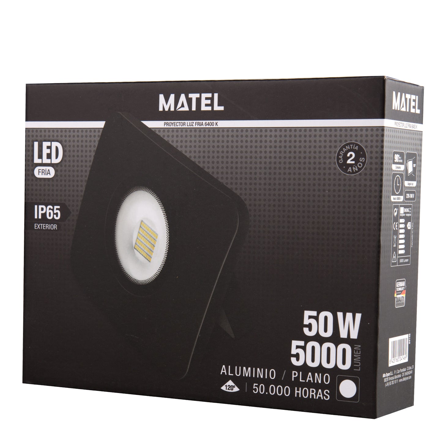 BLACK CAST ALUMINUM SPOTLIGHT WITH / WITHOUT SENSOR 10W 20W 30W 50W 6400K 230V AC